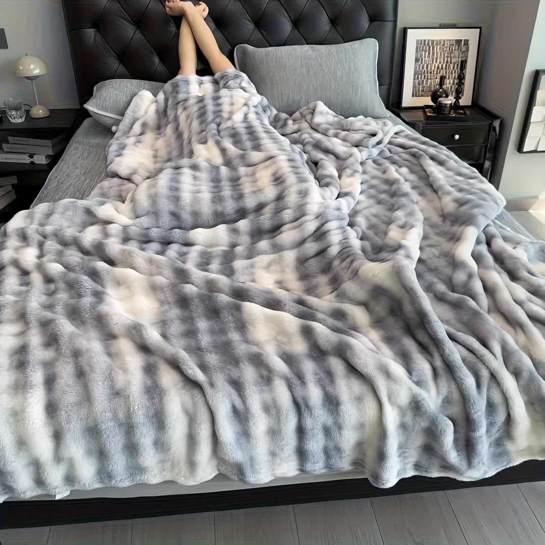 Soft Cozy Faux Rabbit Fur Blanket Versatile Home Warm Throw for Nap Air Conditioning Kids' Blankets Office Outdoor Camping Travel Pet All Season Machine Washable Ideal Christmas Gift