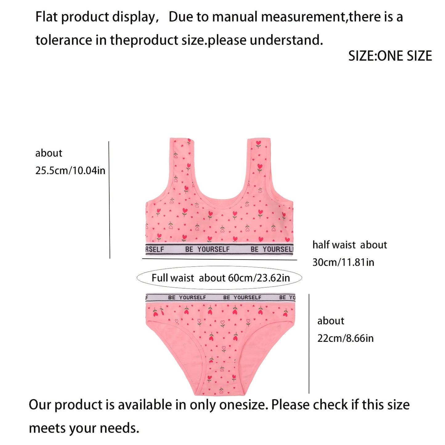 8 Set Bra Panties Set Comfy Breathable Underwear Set, Cute Heart Letter Print Training Set for 10-16, for Teenager, For Teenager