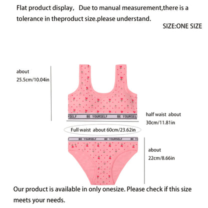 8 Set Bra Panties Set Comfy Breathable Underwear Set, Cute Heart Letter Print Training Set for 10-16, for Teenager, For Teenager
