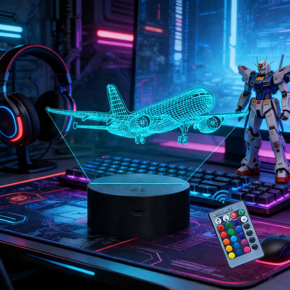 16-Color Airplane 3D Night Light - Touch-Control Illusion Display