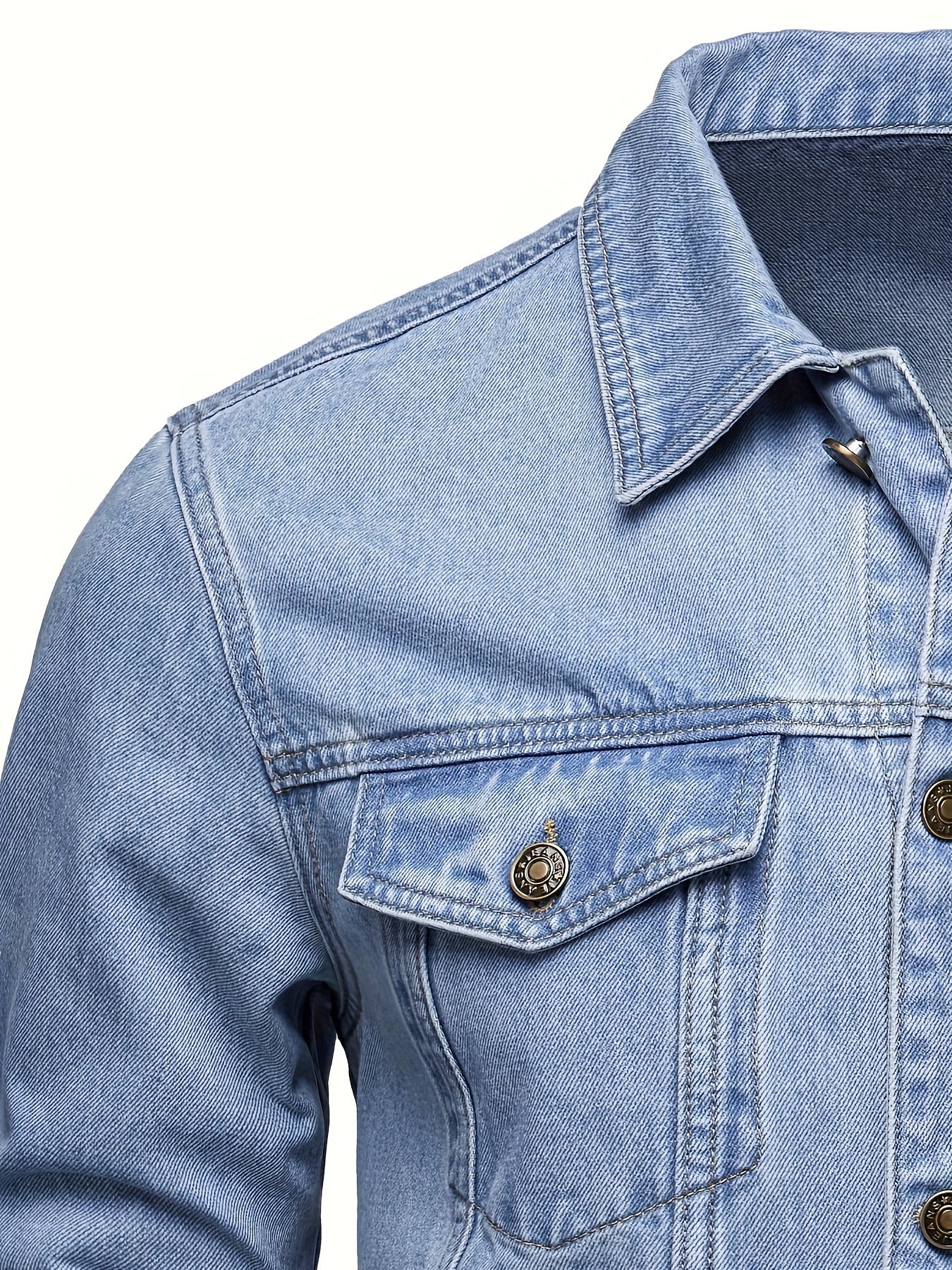 Men'S Vintage Denim Jacket, Casual Urban Style Multi-Pocket Denim Coat