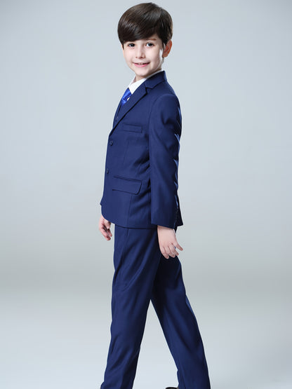 NIMBLE Boys Formal Suit Set Jacket Vest Trousers 3pcs 3-13Y Children Party Clothes Host Wedding Available In Four Colors Blue Black Khaki Navy Blue