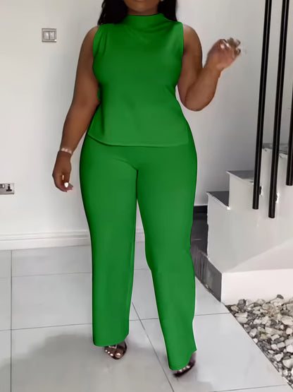 Women's Green Polyester Sleeveless Wide-Leg Pants - product view 13
