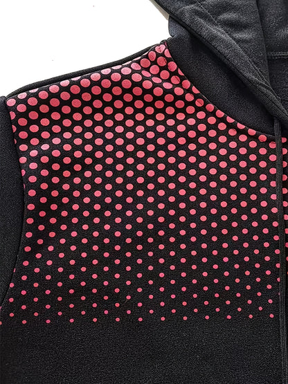 Men's Polka Dot Printed Hooded Jacket, Hooded Jacket with Zippers and Pockets, Men's Winter and Autumn Casual and Sporty Fashion