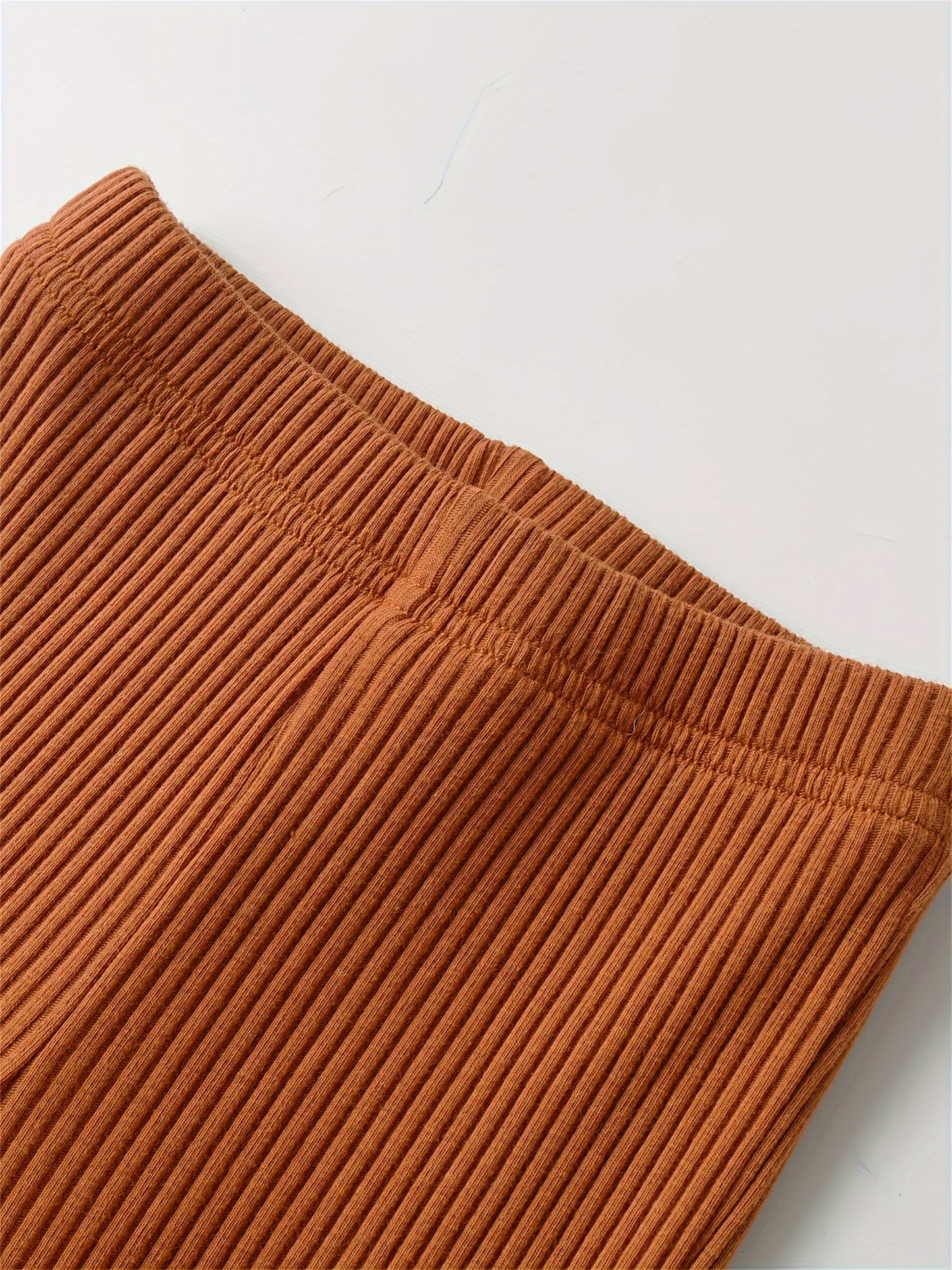 Kukitty Infant Baby Girl 3pcs Solid Color Flare Pants Casual Ribbed Leggings, for Outdoor