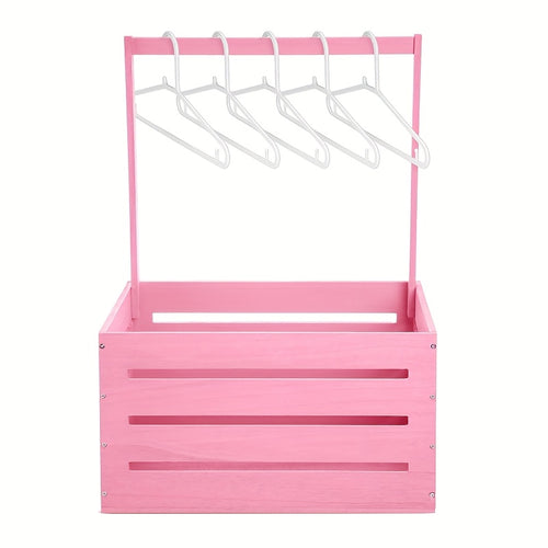 Wood Shower Storage Box with Handle - Gender Reveal Hamper, Organizer, Multi-Use Gift Basket for Showers (Pink & Classic), Solid Wood Crate for Onesie/Diapers/Samples