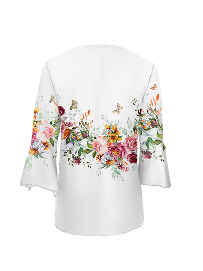 Women's White Polyester Floral Printed Blouse - product view 3