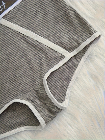 1 Set of Underwear Set with Women'S Letter Print, Dopamine Vest Bra, American Sports Underwear, Breathable Solid Sports Bra And Underwear, Push Up Bra And Underwear Underwear Set