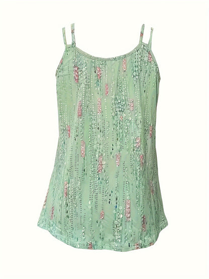 Summer Casual Sleeveless Tops Printed Double Strap Tops Ladies Fashion Tank Tops