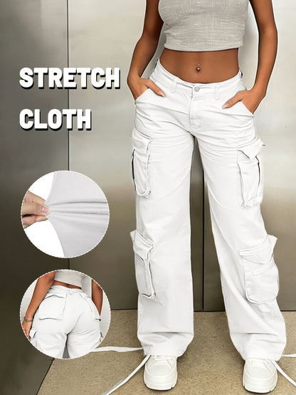 Y2K Style Retro Wash Water Era Feel Women's Work Pants, Basic Multi-functional Pockets Are Very Suitable for Street Travel.