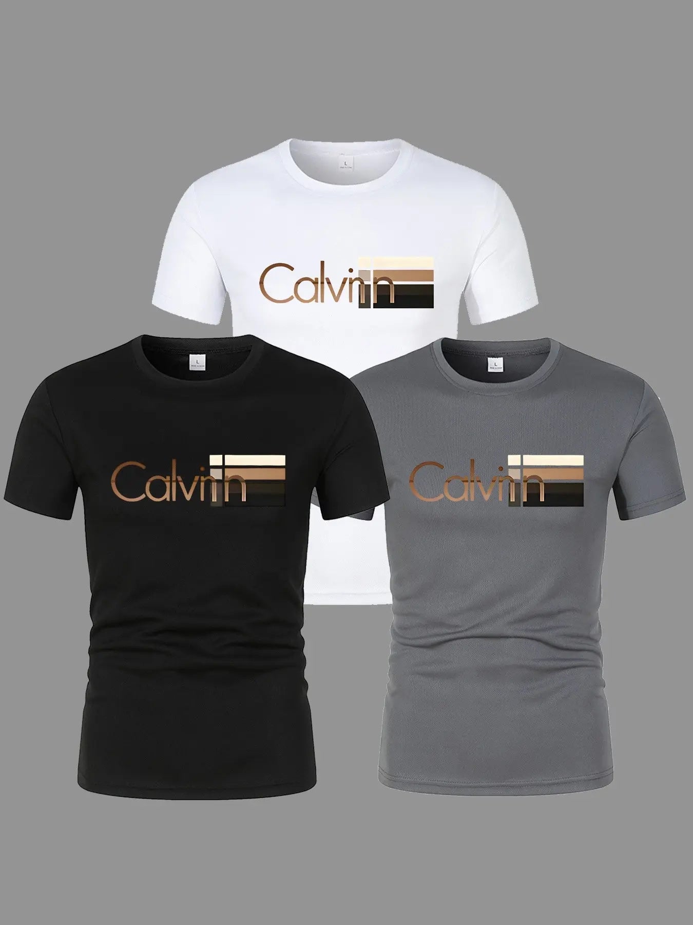 3pcs Men'S T-Shirt Set- Lightweight and Breathable Crew Neck T-Shirts, Suitable for Casual and Formal Wear- Summer Essential Basics, Classic Fit, Easy to Care for, Basic Tops, Office Wear