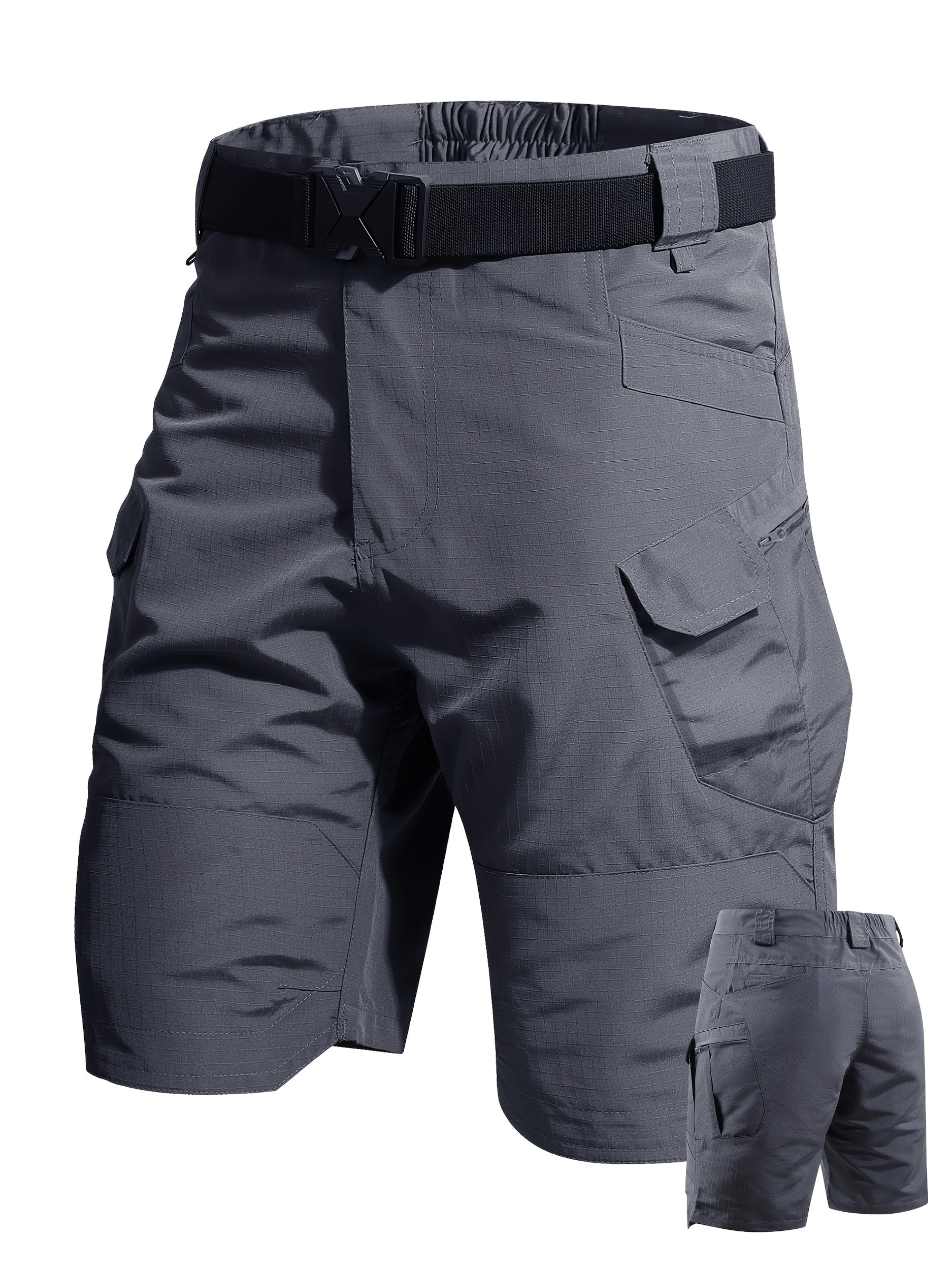 Men's Black+gray Polyester Cargo Shorts - product view 8