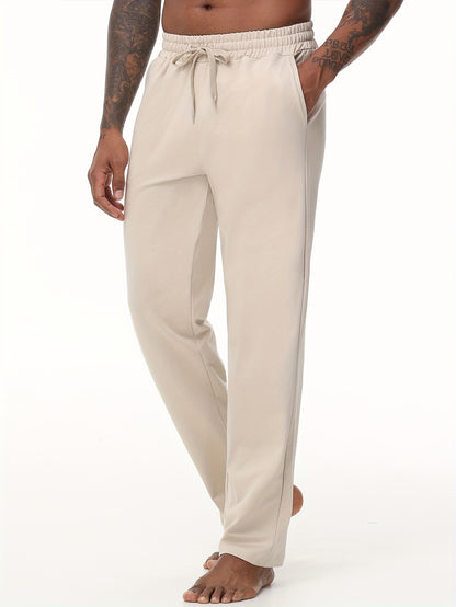 EXARUS Men'S Yoga Sweatpants Set - 2pcs, Athletic Lounge Pants with Open Bottom Straight Leg And Pockets