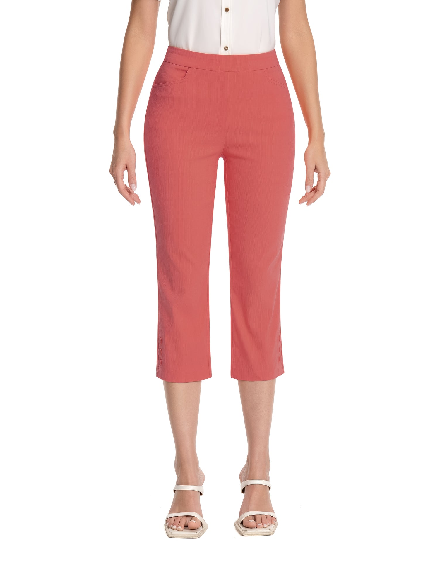 Women'S Summer High Waist Capri Pants, Elegant Office Trousers Y2K Lightweight Work Pants Pull on Shorts Look Elastic Dressy Casual Pants