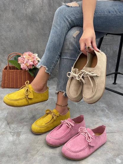 [Lace-Up Casual Shoes] Retro Lace-Up Casual Shoes for Women With Soft Soles, Comfortable for Daily Commuting, Versatile Spring And Autumn Single Shoes, Easy to Wear Without Tiring Feet, Women Shoes