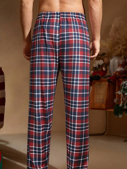 4pcs Set Spring Summer Men'S New 4 Pairs Plaid Trousers Pajama Pants Men'S Spring And Autumn Loose Can Be Worn 4 Pairs Combination Pack Lounge Pants Only One Side One Pocke