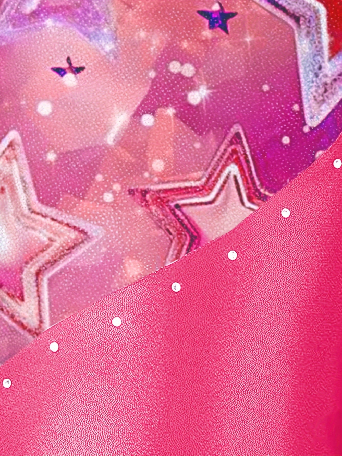 Girls' 3pcs Gymnastics Leotard Set with Stars Pattern, Long Sleeve Bodysuit & Matching Shorts - Includes Hairband, Stretchy & Breathable Fabric for Dance Training, Perfect for Outdoor, All Seasons, Gift for Back-to-School Season, Beach Essentials