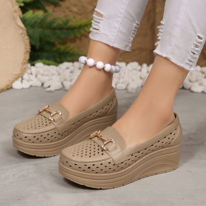 Women'S Casual Slip-On Wedge Heels - Light And Stylish, Suitable for All-Day Wear Hollow-Out Wedge: Versatile Shoes for Work And Weekends Sports Casual Fashion, Women Shoes
