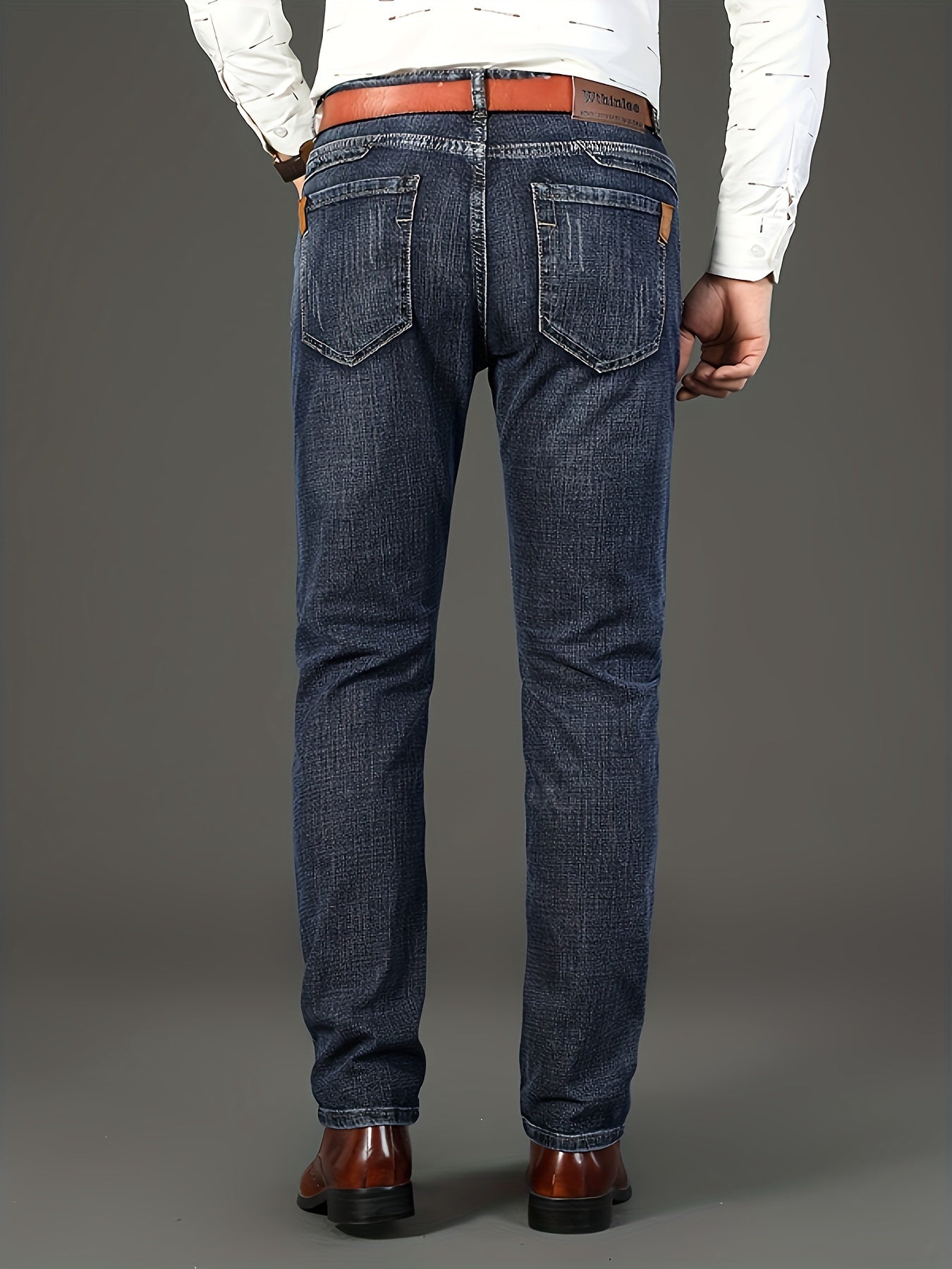 Men'S Classic Design Jeans, Semi-formal Stretch Jeans For Business