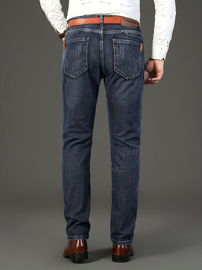 Men'S Classic Design Jeans, Semi-formal Stretch Jeans For Business