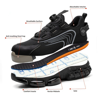 Men & Women Breathable Steel Toe Safety Shoes, Designed with Anti-Collision Anti-Puncture Non-Slip Sole, Lightweight Fabric Upper All-Season Work Footwear for Warehouse Factory Construction Site Outdoor Activities.Protective Footwear/Security Shoes.