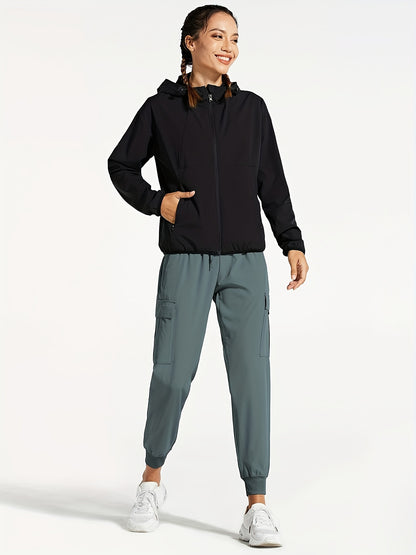 Women'S Cargo Joggers Hiking Pants Lightweight Quick Dry Camping 50+ Zippered Pockets