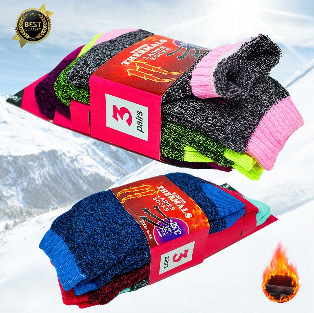 3-12 Pairs Winter Womens Warm Thermal Heated Heavy Duty Boots Crew Socks 9-11