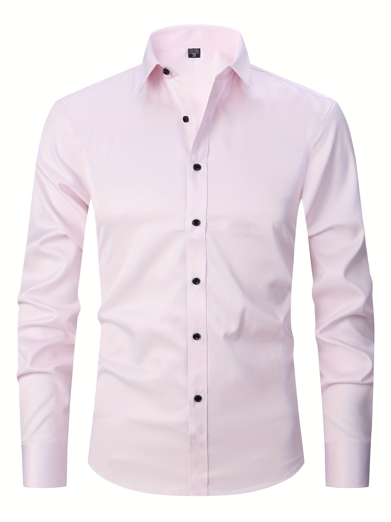 Men's Slim Fit Muscle Shirt - Stretch Polyester Blend Long Sleeve for Body Contouring | Glossy Solid Color Workout & Casual Shirt | Spring/Fall Gym-to-Street Wear (Hand Wash)