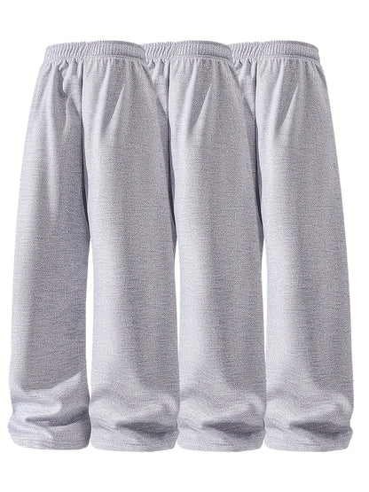 3pcs Men's Lightweight Soft Joggers - Loose Fit Straight Leg Pants Waist, Light Grey & Black/Dark Grey, All-Season Comfort Suitable for Gym, Casual Wear, Everyday Use - Straightforward Casual Style (Stock Available)