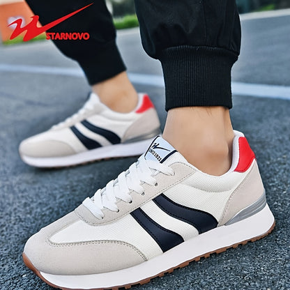 AOPLUS Men'S Lightweight Running Sneakers - Breathable Low-Top Shoes with a Cushioned Midsole, Sturdy Rubber Outsole & Black/White Style for Gym, Casual & Year-Round Use, Athletic Footwear, Stylish Sporty Look, Comfortable Fabric Upper