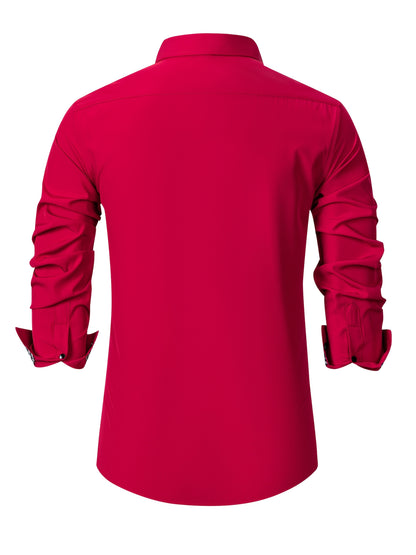 5pcs Men's Stretch Long Sleeve Dress Shirts - Solid Color Business Casual & Formal Shirts, Wrinkle-Resistant & Easy-Care, Regular Fit for Office, Wedding