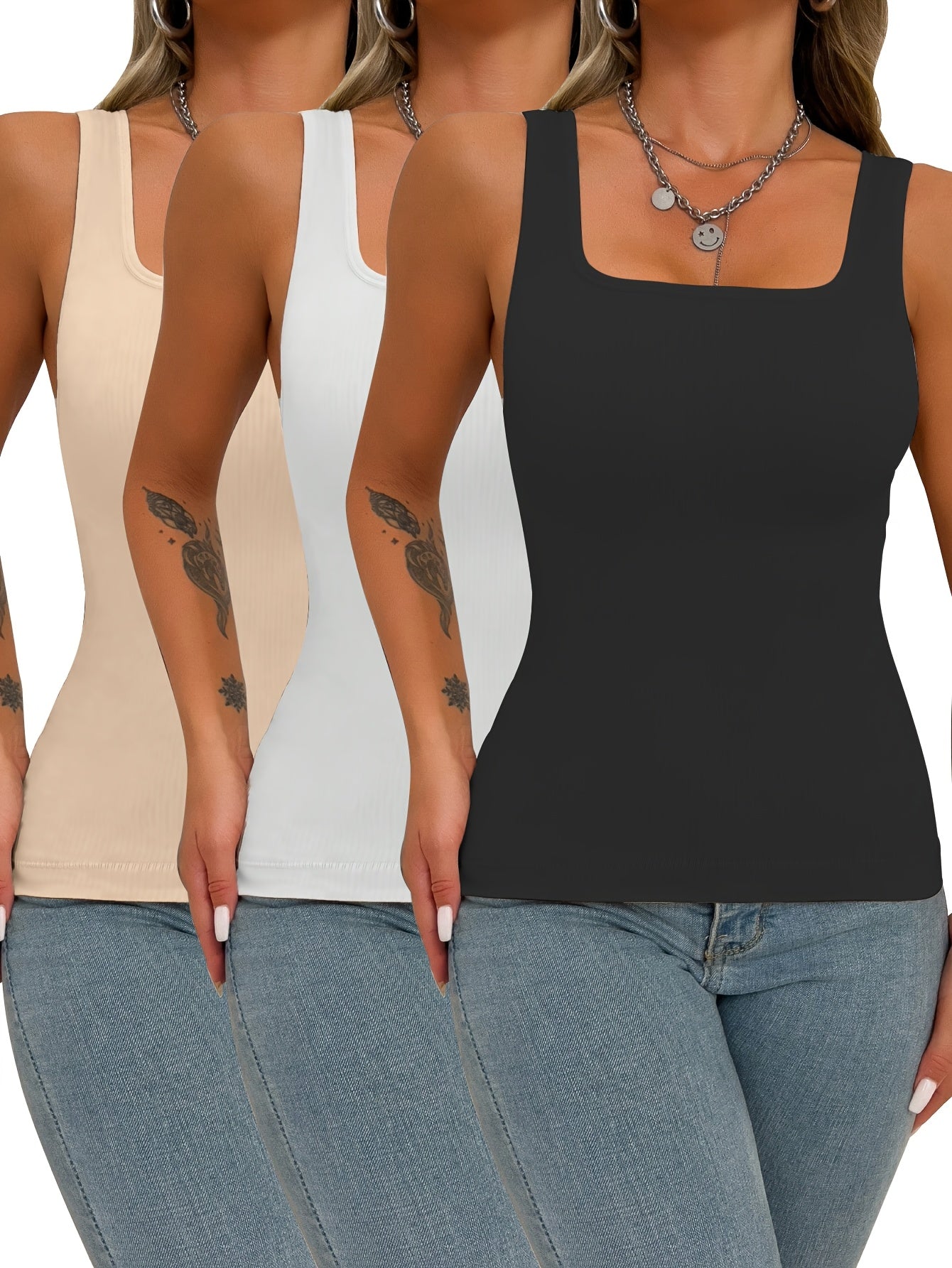 3pcs-Womens Shapewear for Women Tummy Control Tank Top Body Shaper Seamless Compression Camisole Tops, Suitable for Daily Outfits, Shopping, Dates, Parties, And Various Festival