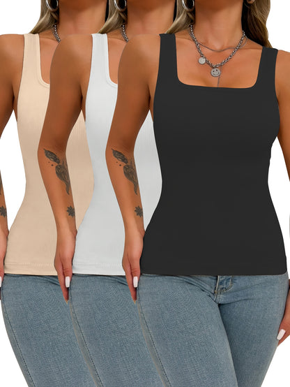 3pcs-Womens Shapewear for Women Tummy Control Tank Top Body Shaper Seamless Compression Camisole Tops, Suitable for Daily Outfits, Shopping, Dates, Parties, And Various Festival