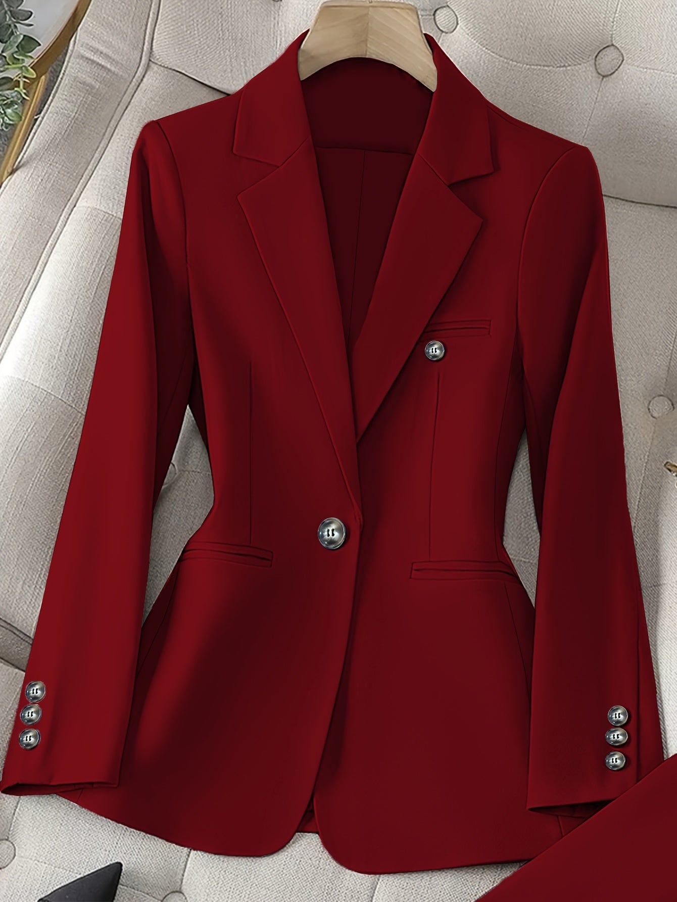 Burgundy Polyester Long-Sleeve Pants - product view 6