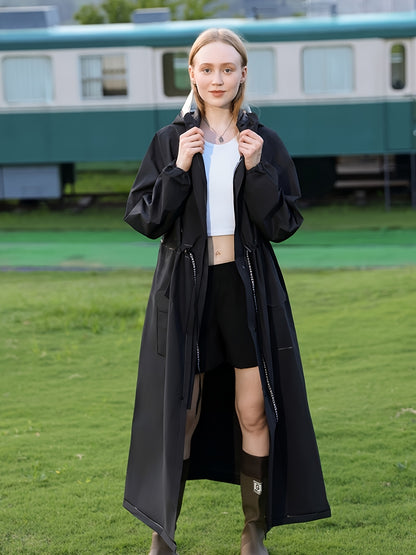 Adult Long Raincoat with High Quality, Breathable, Lightweight, And Stylish Design, Featuring A Hooded Style, Ideal for Outdoor Activities In Rainy Weather, Unisex