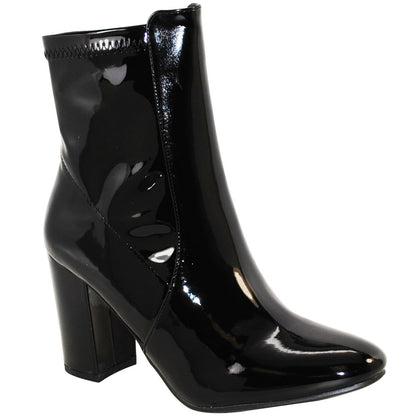 TRENDSup Women's Faux Leather Pointed Toe Ankle Booties with Block Heel – Stylish Fall Dress Boots