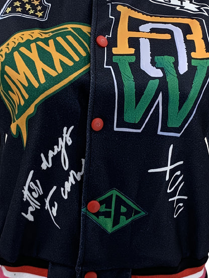 Casual Baseball Bomber Coat for Women Featuring a Color Block Design And Letter Print, Complete with Long Sleeves