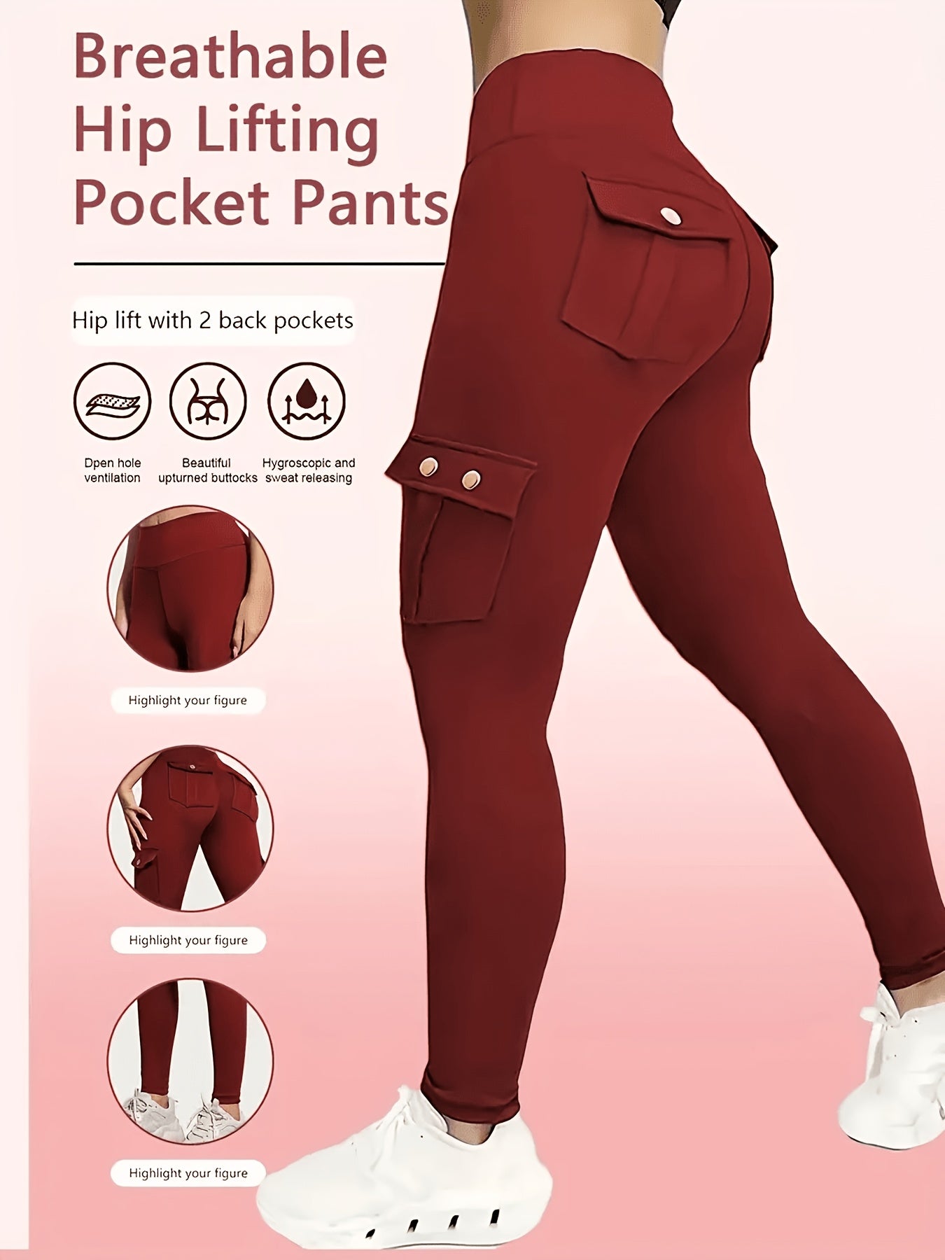 One-piece - Four-season Style Women'S Fashionable Work Pants With Pockets, Flares The Hips And Slims The Figure. Suitable For, Outdoor Leisure. Multi-pocket Ankle-length Pants, Casual Women'S Wear, Summer Women'S Wear. Available In Five Colors