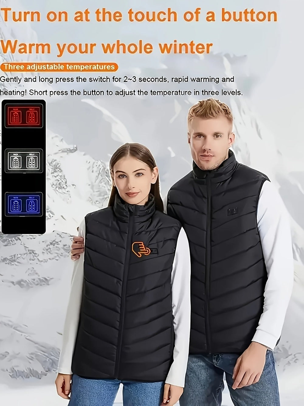 15-Zone USB Heated Vest - Front and Back Heat Controls