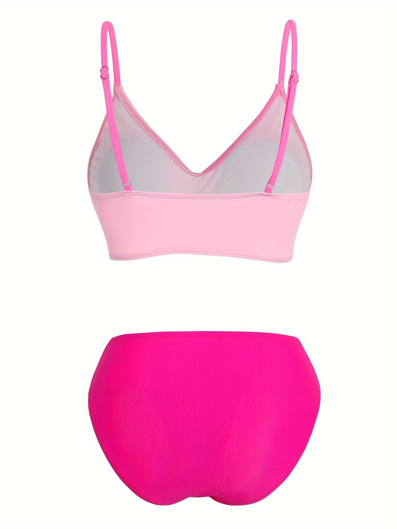 Women'S Two-Tone Cross-Front Tankini Set, Vacation Beach Swimwear, Contrast Color Design, Comfort Fit Tankini Set