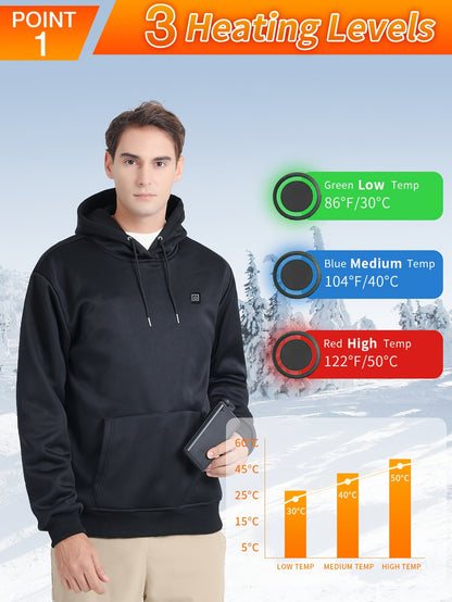 Heated Hoodie for Men Electric Heating Sweatshirt, Winter Thermal Pullover Sweater(Battery Not Inculded)