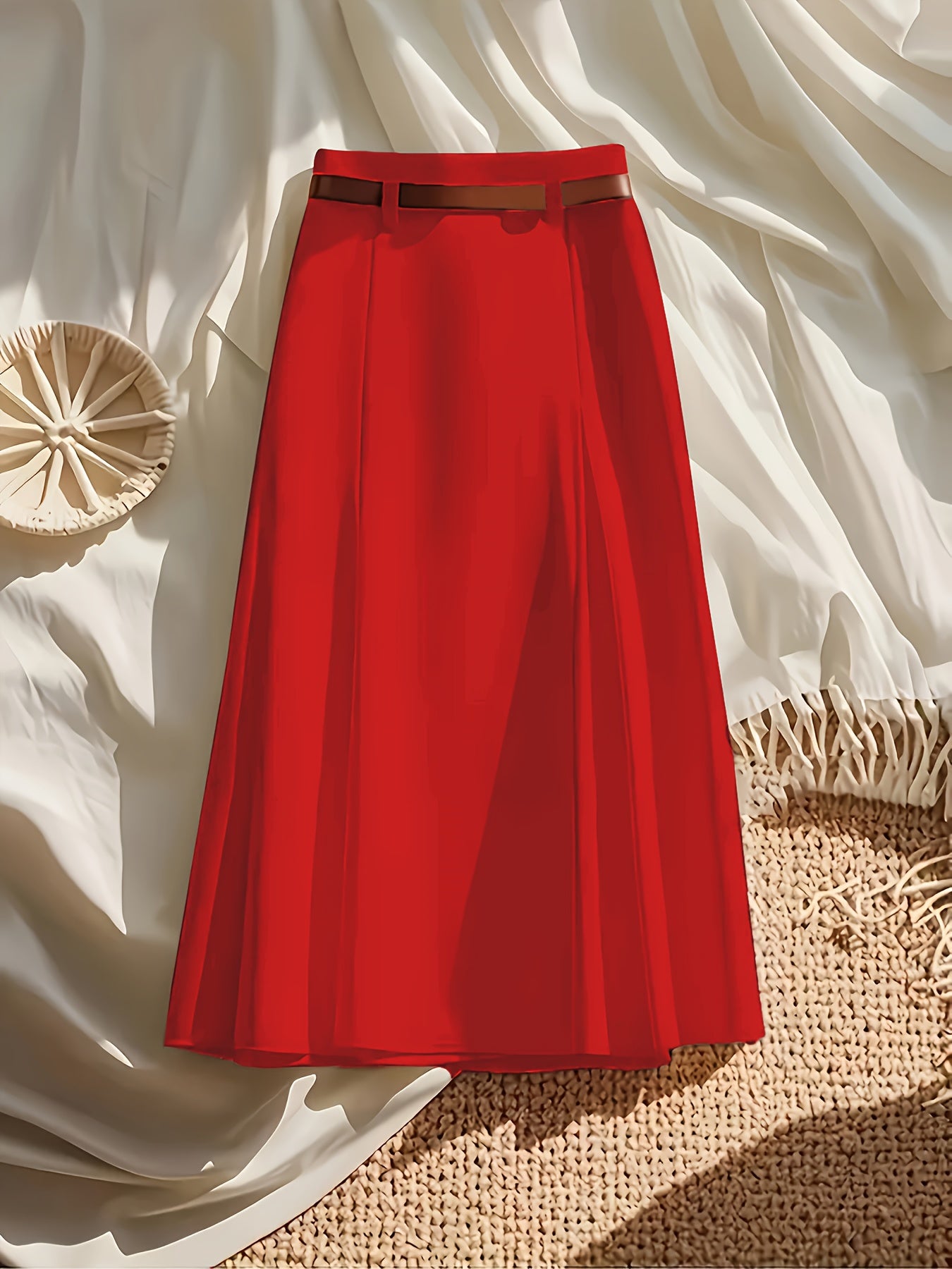 Women's Ivory White Polyester Slim-Fit Skirt - product view 6