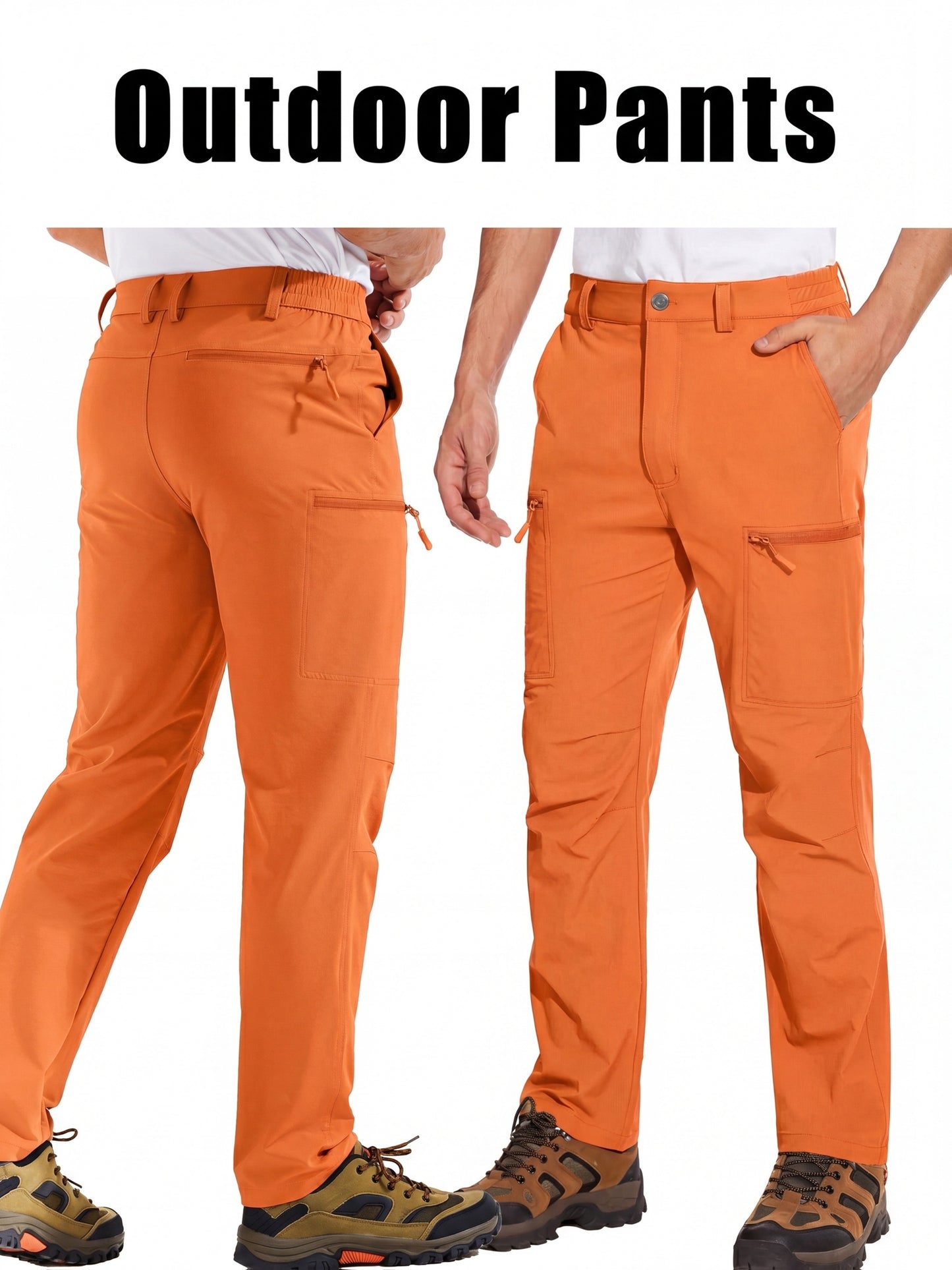 Men'S Cargo Pants Spring Hiking Trousers Quick-Dry Ripstop Stretch Fabric Breathable Moisture-Wicking Lightweight Elastic Waist And 3D-Cut 6 Pockets Outdoor Pants for Fishing Travel Camping, Work in Spring And Summer