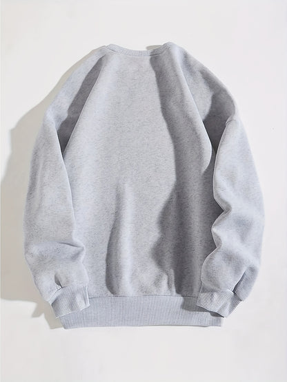 Letter Print Crew Neck Long Sleeve Sweatshirt, Casual Loose Stylish Fall Pullover, Women's Clothing