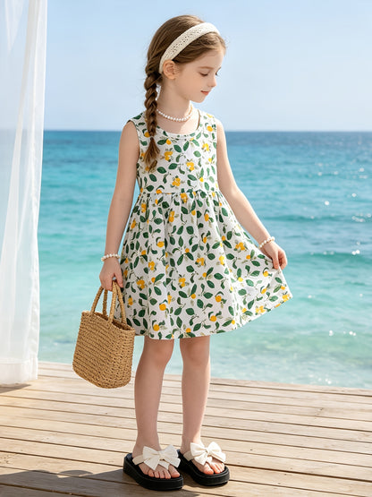 10pcs Set with Random Patterns - Children's Dresses, Summer Fashion, Girls' Beach Dresses, New Style Girls' Vest Dresses