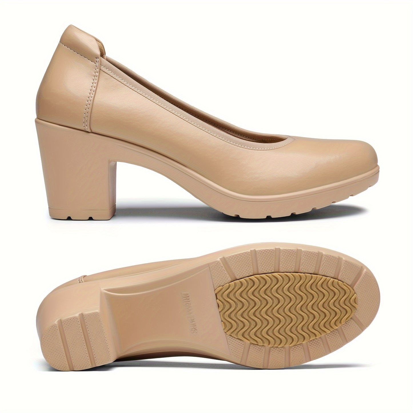 Women's Thick And Low Heel Work Shoes, Comfortable Round Toe Dress, Wedding Shoes, Women Shoes