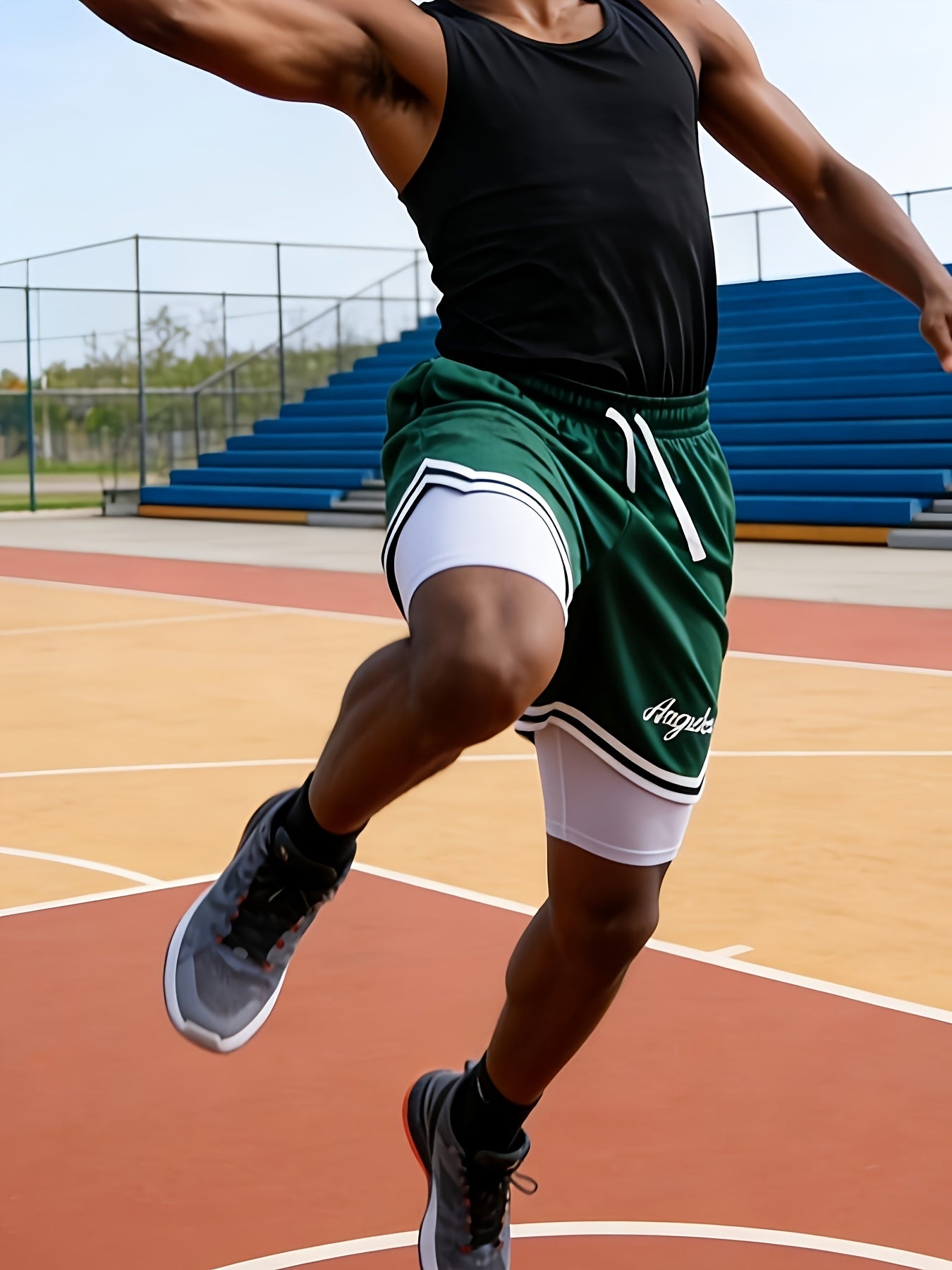 1pc Of Sports Basketball Shorts, Loose And Comfortable, Sweat Wicking And Breathable, Outdoor Running Lined with Stretch Cloth Quick-drying Training Pants