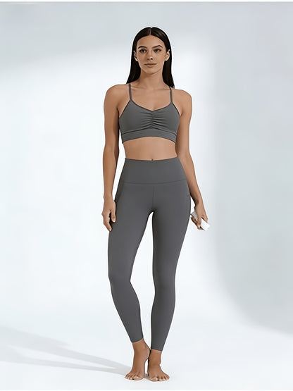 Women's Side Pocket Yoga Pants, Phone Pocket, High-waisted Butt-lifting, High-stretch Breathable, Versatile for Running And Fitness
