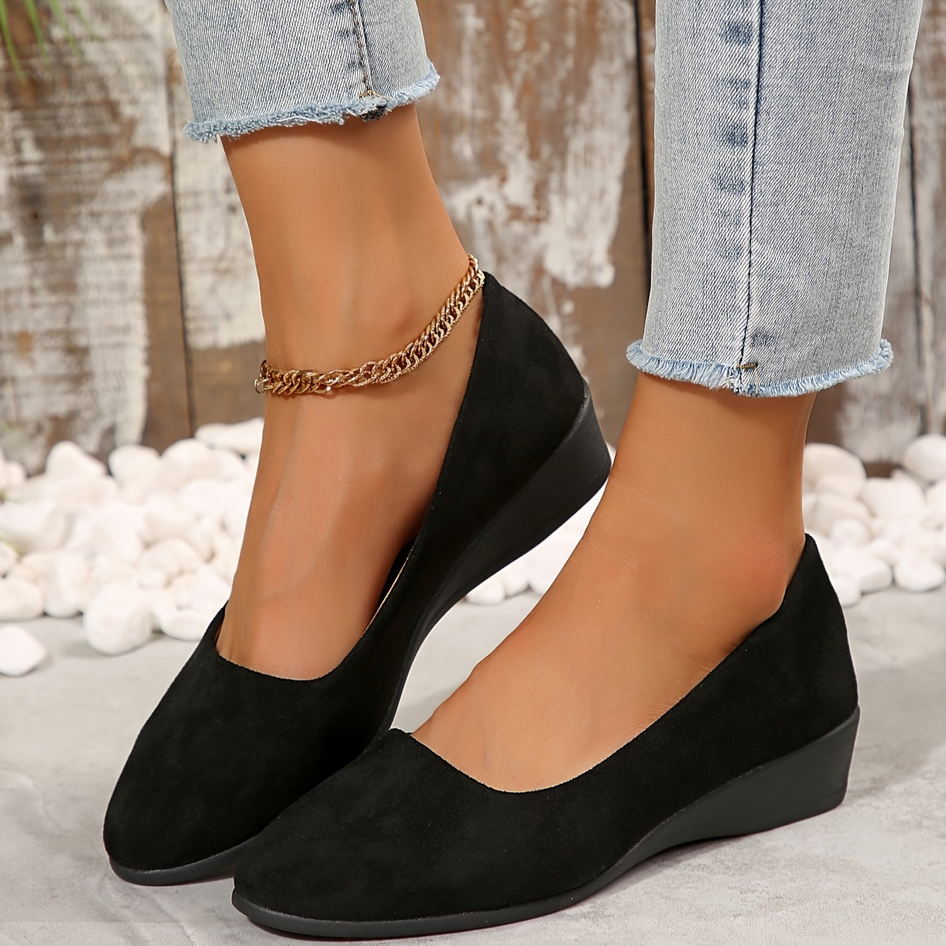 Women's Shallow Mouth Round Head High Heels Elegant Diagonal Heels Work Shoes, Women Shoes