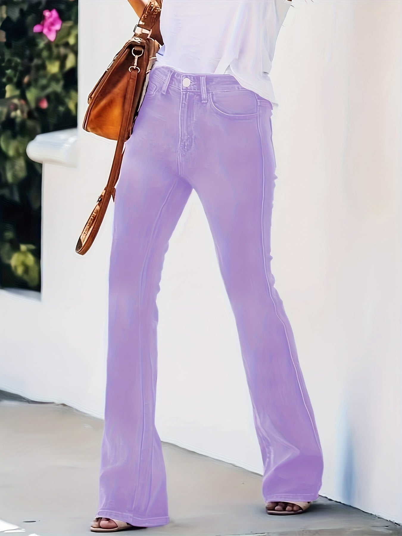 26AW Women'S Stretchy Vintage Multi-Use Casual Chic Mid-Rise Pants with Pockets, Machine Washable, Long-Lasting, Flared Denim Trousers for Trendy Street Style